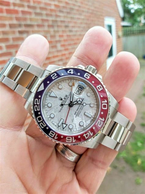 rolex gmt white gold meteorite dial|Rolex meteorite dial price.